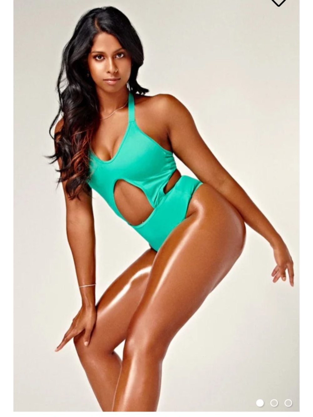 CXIX Dollhaus Polewear Bodysuit Aqua Halter One-Piece Swimsuit - Picture 6 of 7